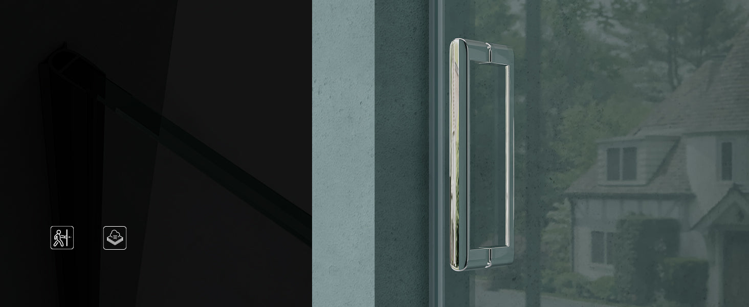 glasvilla Porte de Douche Porte de Niche Douche Cloison de Douche Cabine de Douche Verre de Sécurité 8mm avec Revêtement NANO Porte Coulissante Hauteur 195 cm Teramo04