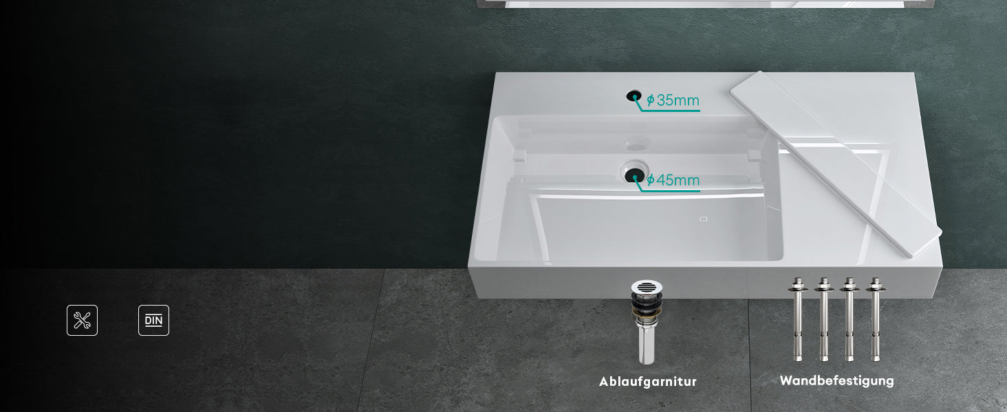 glasvilla Waschbecken Aufsatzwaschbecken Hängewaschbecken aus Mineralguss Col12