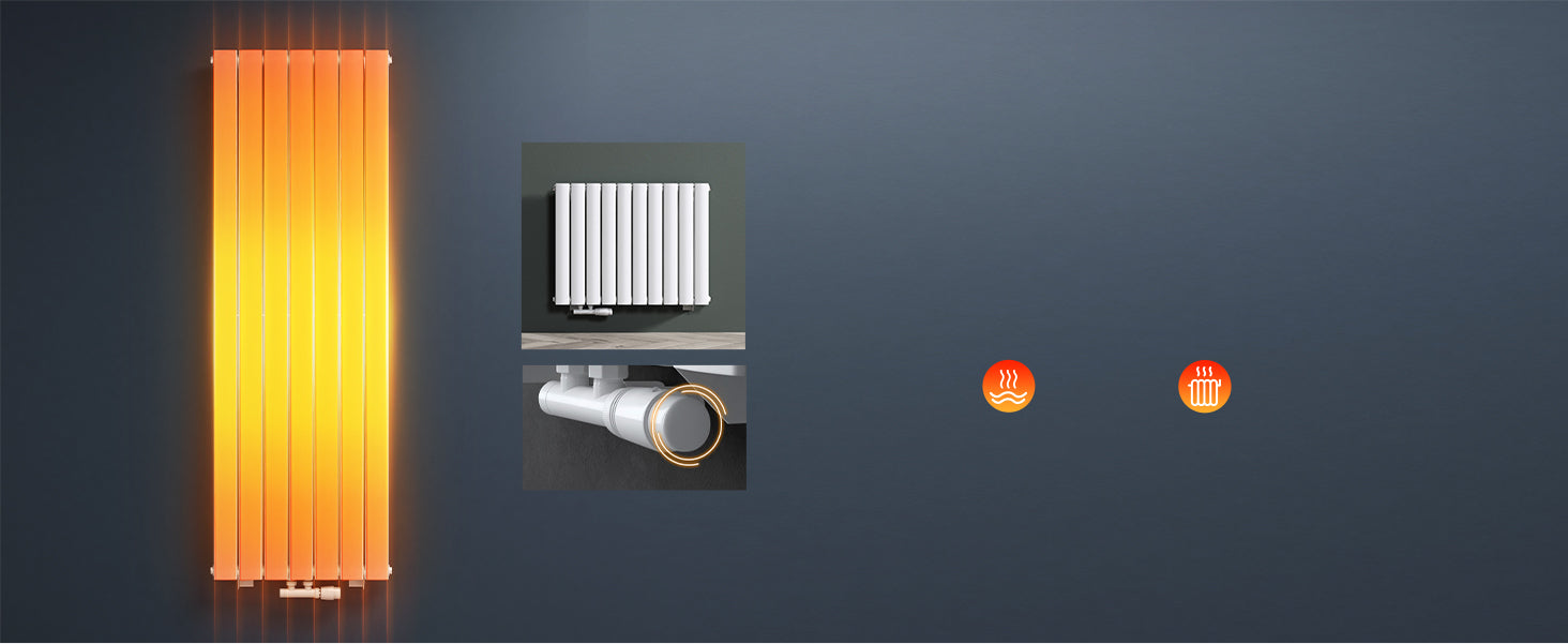 glasvilla Radiateur de Salle de Bain à Raccordement Central Plat et à Raccordement Latéral Radiateur à Panneau Chauffage de Salle de Bain Monocouche en Acier FV
