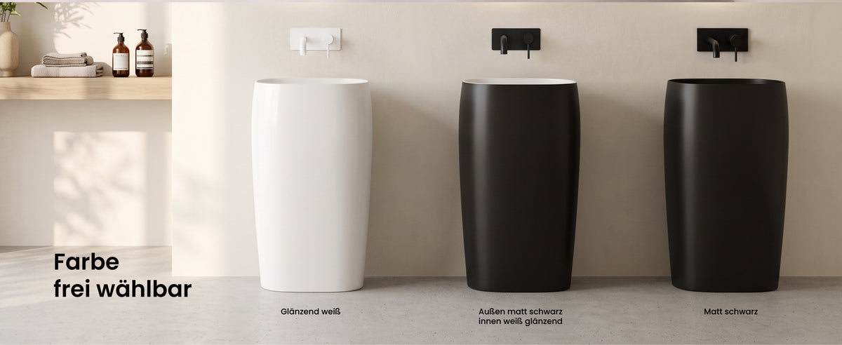 Lavabo sur pied Glasvilla Design Col32 en matériau minéral moulé, lavabo, lavabo sur pied