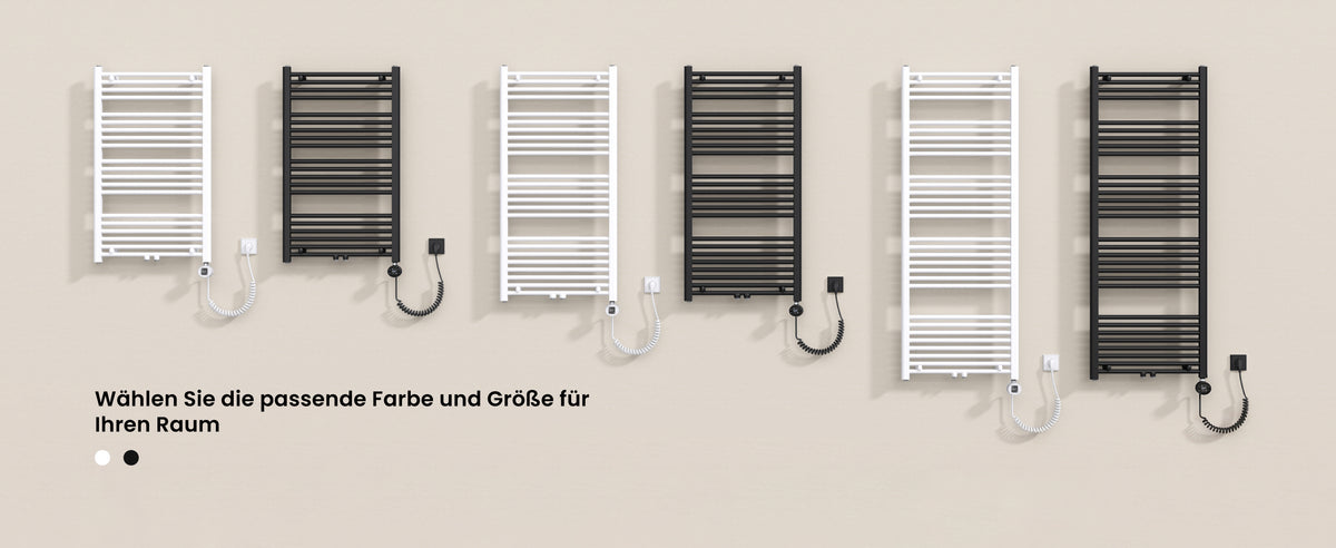 glasvilla Badheizkörper mit Heizstab  Badheizung  Handtuchheizkörper elektrisch mit App-Steuerung, Thermostat & Timer-Funktion, Röhrenheizkörper Seitenanschluss