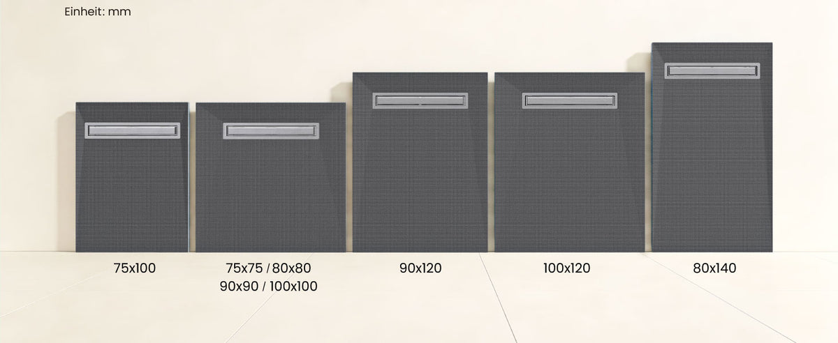 glasvilla  Duschwanne inkl. Duschrinne und Ablaufgarnitur Duschtasse bodeneben Gefälleplatte, Duschboard befliesbar Duschelemente, XPS-Duschboard02