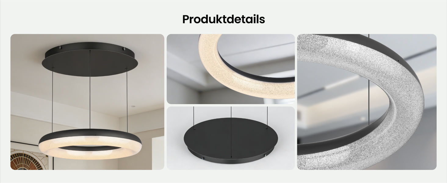 glasvilla Suspension de table à manger, Lampe suspendue LED moderne, intensité réglable en continu 3000K–6000K, lampe de table à manger design réglable en hauteur avec télécommande et interrupteur mural, Luvina03