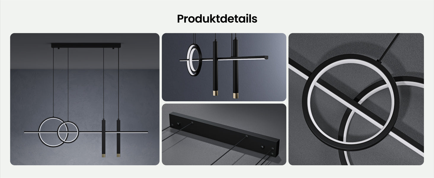 glasvilla Pendelleuchte 100cm LED Hängelampe Linear design 3000K/4200K/6000K Verstellbares Kabel 30W Hängeleuchte Alivetta2256
