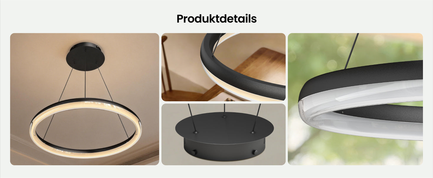 glasvilla Mai & Mai Suspension luminaire de salle à manger, LED moderne, intensité variable en continu 3000K–6000K, lampe de table à manger design réglable en hauteur avec télécommande et interrupteur mural, Luvina05