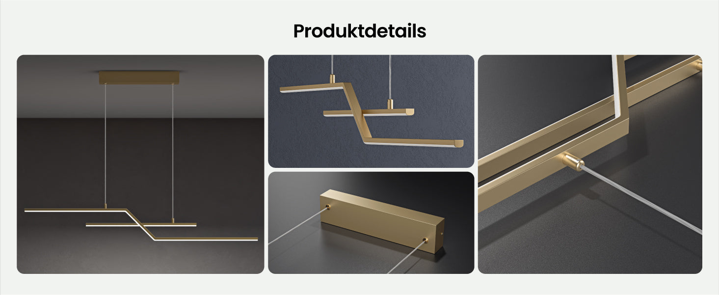 glasvilla Pendelleuchte 105cm LED Hängelampe Linear design 3000K/4000K/6000K Verstellbares Kabel 18W Hängeleuchte Alivetta7085 Luvina10