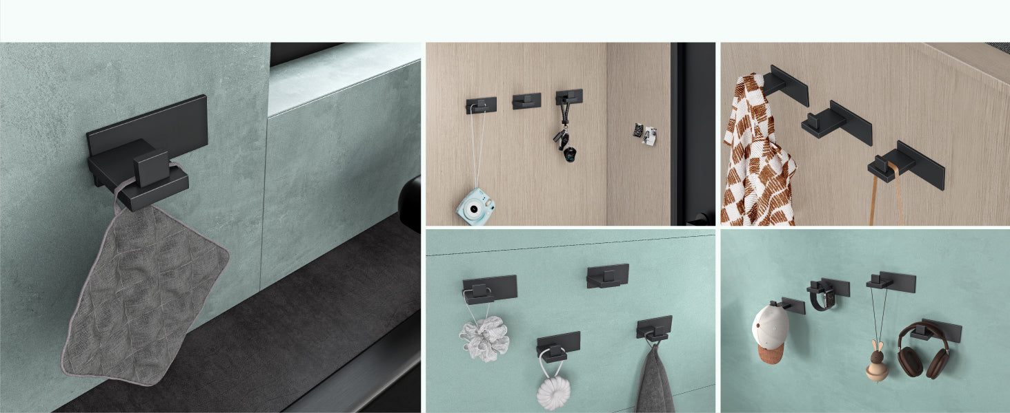 Glasvilla Design – Ganchos de pared de acero inoxidable Stalo-06 / Stalo-07 con montaje adhesivo o atornillado