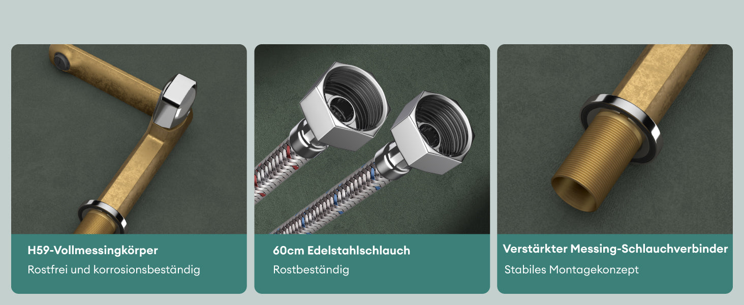 glasvilla Armatur Wasserhahn Bad Waschbeckenarmatur Badinstallationen Einhebelmischer WAO-1180-1190