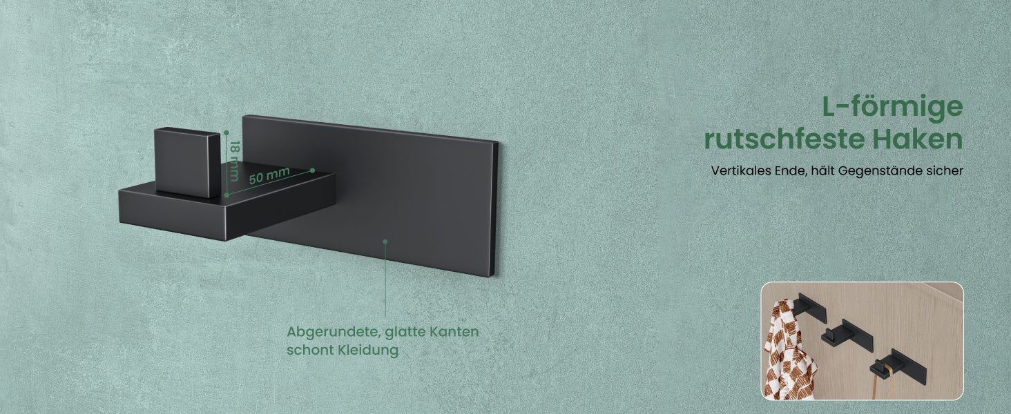 Glasvilla Design – Ganchos de pared de acero inoxidable Stalo-06 / Stalo-07 con montaje adhesivo o atornillado