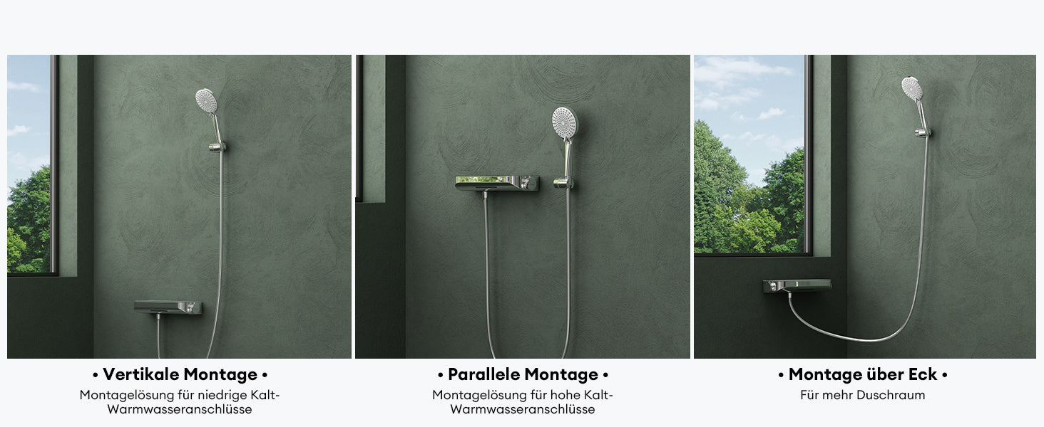 Glasvilla Design Grifo Termostático para Bañera con Ducha de Mano – 4 Tipos de Chorro Duschsystem8