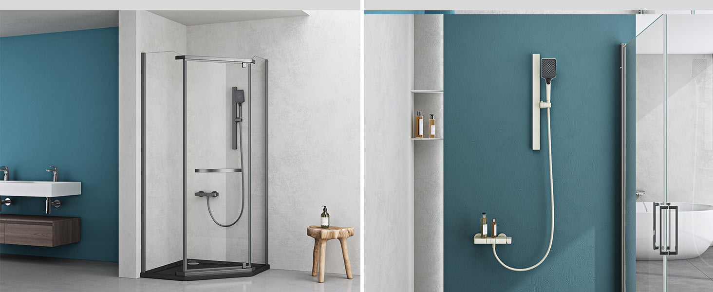 glasvilla Duschsystem mit Regendusche Duschkopf 3 Strahlarten höhenverstellbar Duschbrause mit Unterauslauf aus Aluminium Duschsystem10