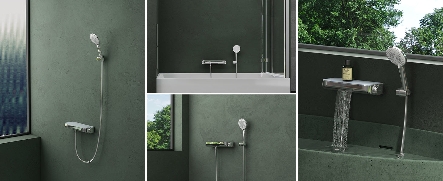 Glasvilla Design Grifo Termostático para Bañera con Ducha de Mano – 4 Tipos de Chorro Duschsystem8
