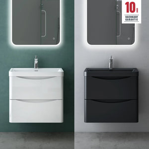 glasvilla Mobile Bagno Sospeso 60cm, Mobile da Bagno con Cassetti a Chiusura Soft-close e Lavabo Smile