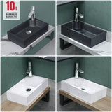 glasvilla Waschbecken Gäste WC Aufsatzwaschbecken mit Hahnloch 46x26x11cm Mineralguss Eckig Klein Waschschale Waschplatz Colossum101