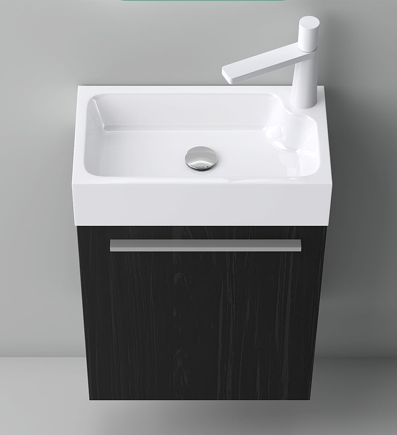 glasvilla Badmöbelset Kleiner Waschbeckenunterschrank 46 cm Unterschrank mit Weiß Waschschbecken aus Mineralguss für Gäste-WC Pisa