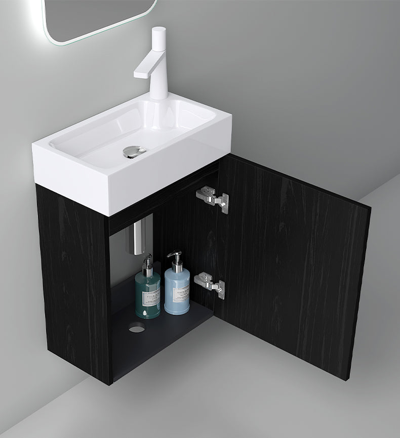 glasvilla Badmöbelset Kleiner Waschbeckenunterschrank 46 cm Unterschrank mit Weiß Waschschbecken aus Mineralguss für Gäste-WC Pisa