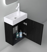 glasvilla Badmöbelset Kleiner Waschbeckenunterschrank 46 cm Unterschrank mit Weiß Waschschbecken aus Mineralguss für Gäste-WC Pisa