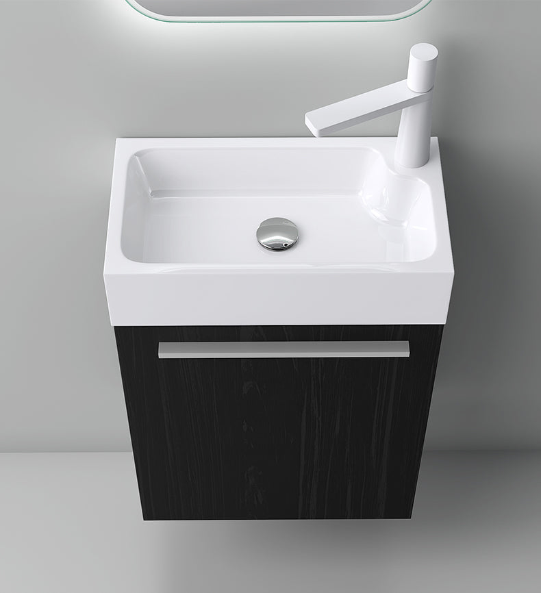 glasvilla Badmöbelset Kleiner Waschbeckenunterschrank 46 cm Unterschrank mit Weiß Waschschbecken aus Mineralguss für Gäste-WC Pisa