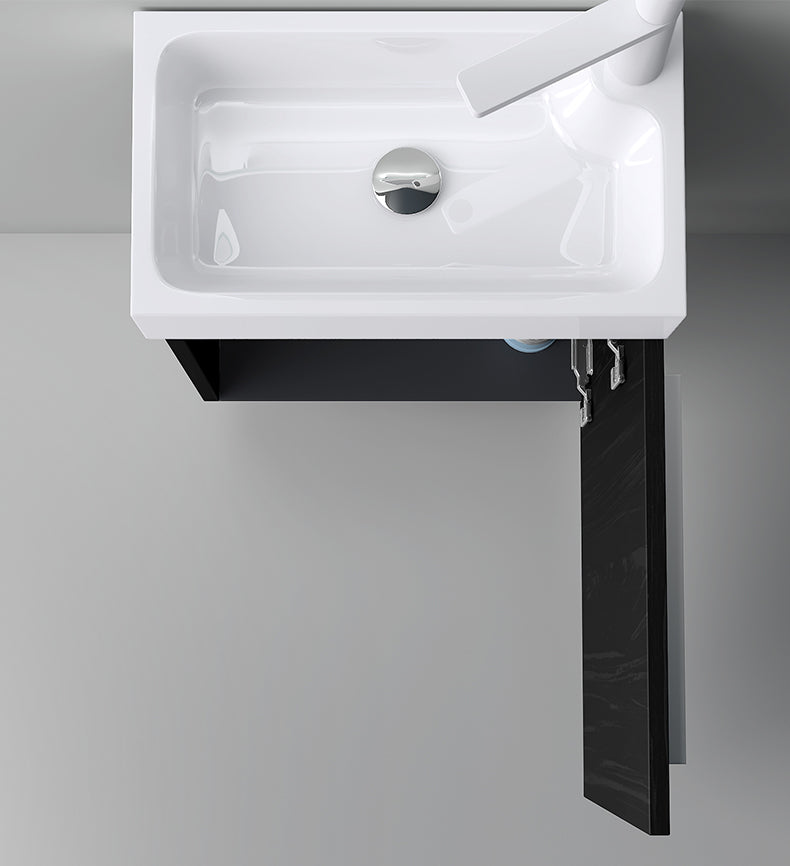 glasvilla Badmöbelset Kleiner Waschbeckenunterschrank 46 cm Unterschrank mit Weiß Waschschbecken aus Mineralguss für Gäste-WC Pisa