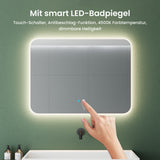 glasvilla Miroir Mural de Salle de Bain Miroir de Salle de Bain LED avec Interrupteur Tactile Antibuée Couche Antibuée